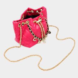 Designer Inspired Charm Chain Faux Leather Small Bucket Bag- 3 COLORS AVAILABLE!