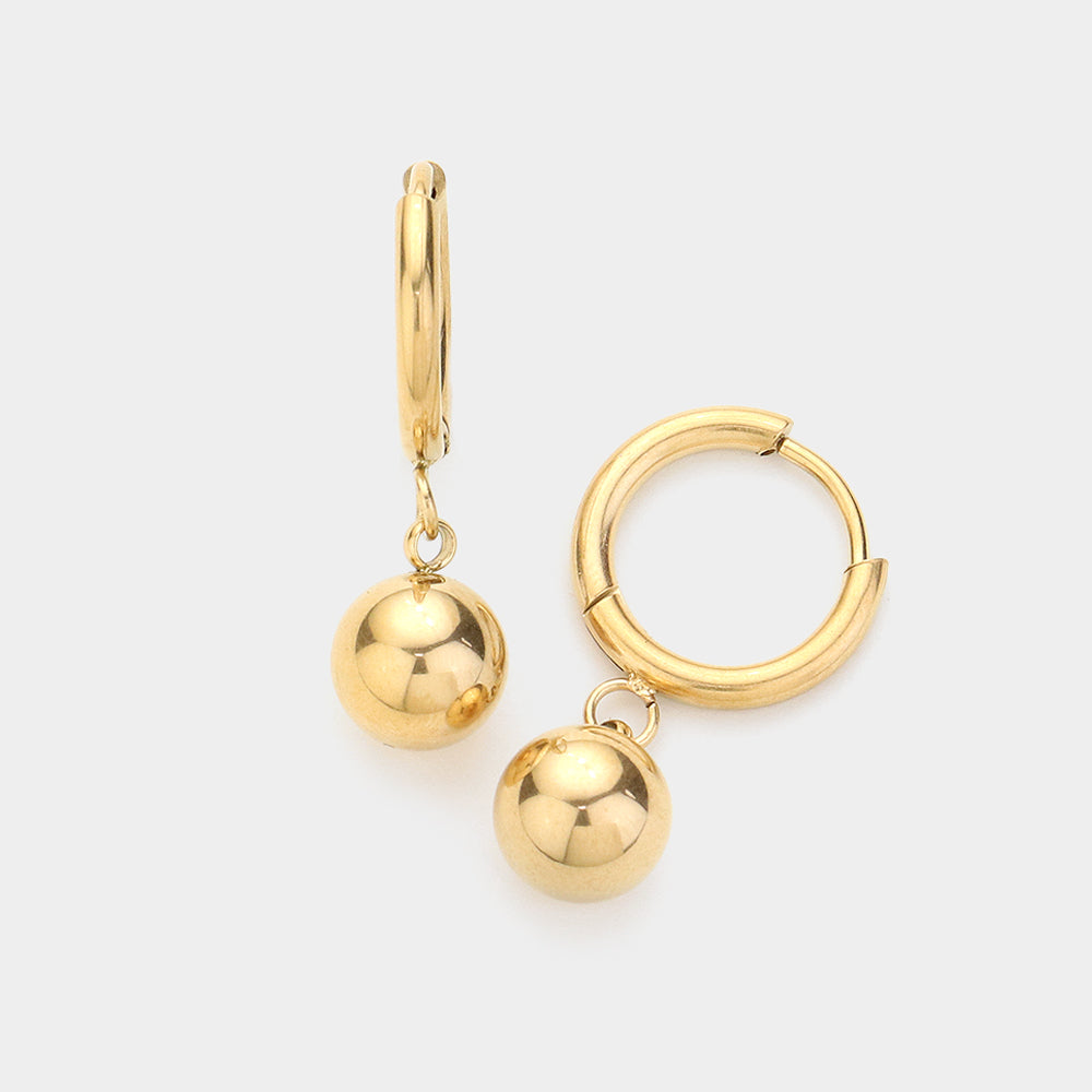 Stainless Steel Ball Huggie Earrings- 2 COLORS AVAILABLE!!