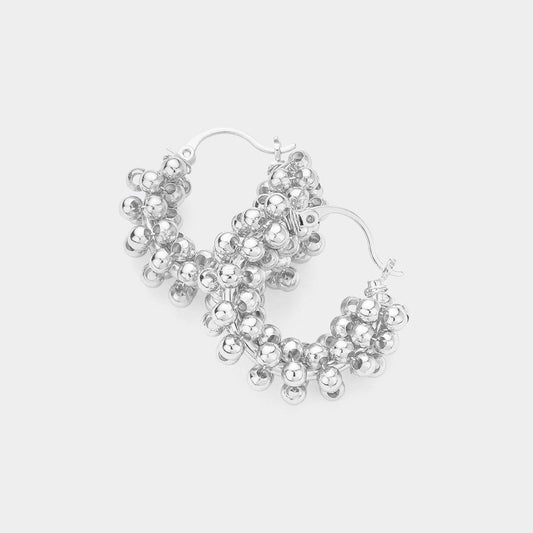 Metal Bubble Hoop Pin Catch Earrings