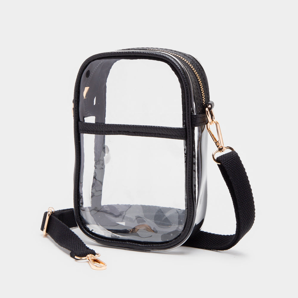 The Marty- Solid Faux Leather Clear Crossbody Bag- 9 COLORS AVAILABLE!!