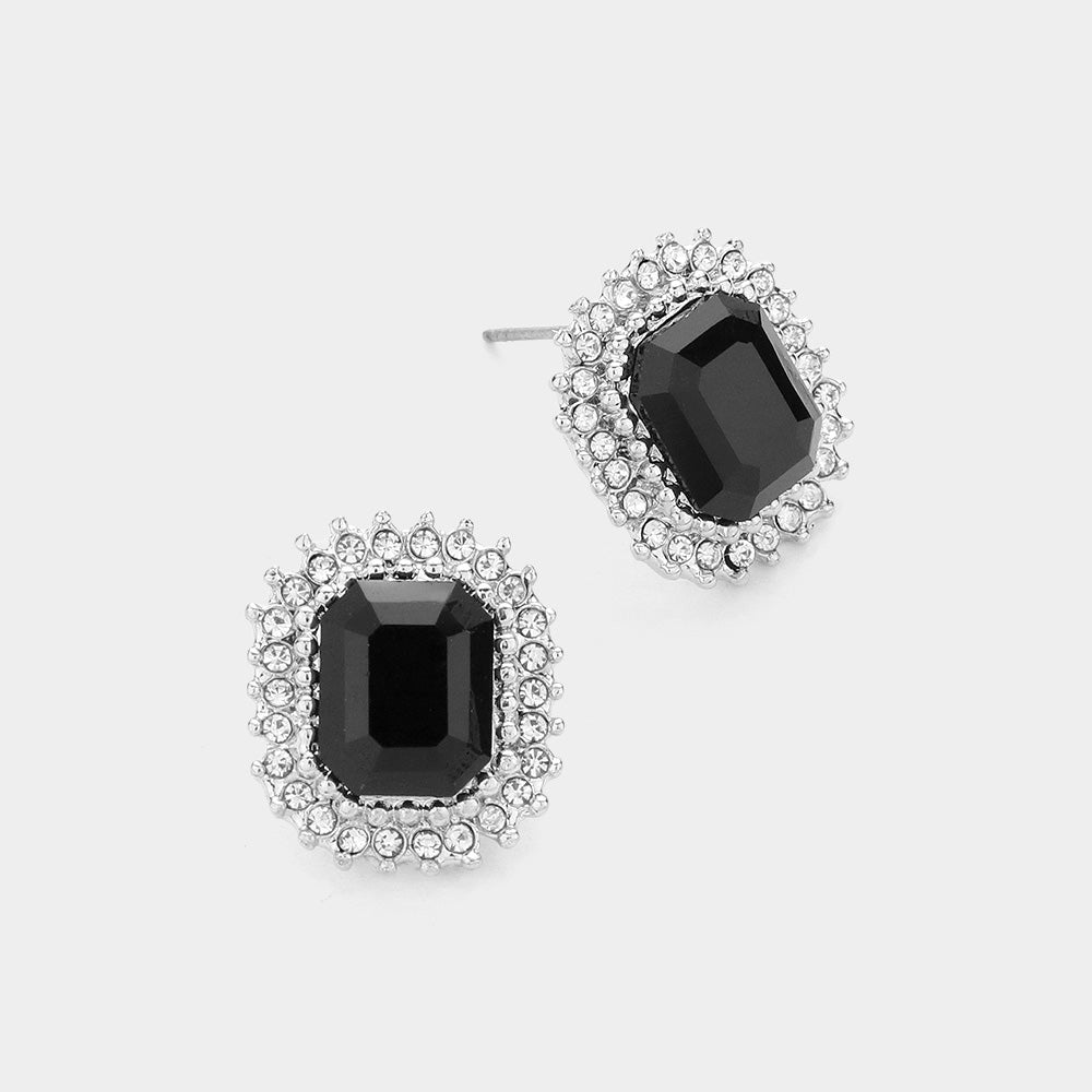 Rectangle Stone Stud Evening Earrings- 5 COLORS AVAILABLE!!