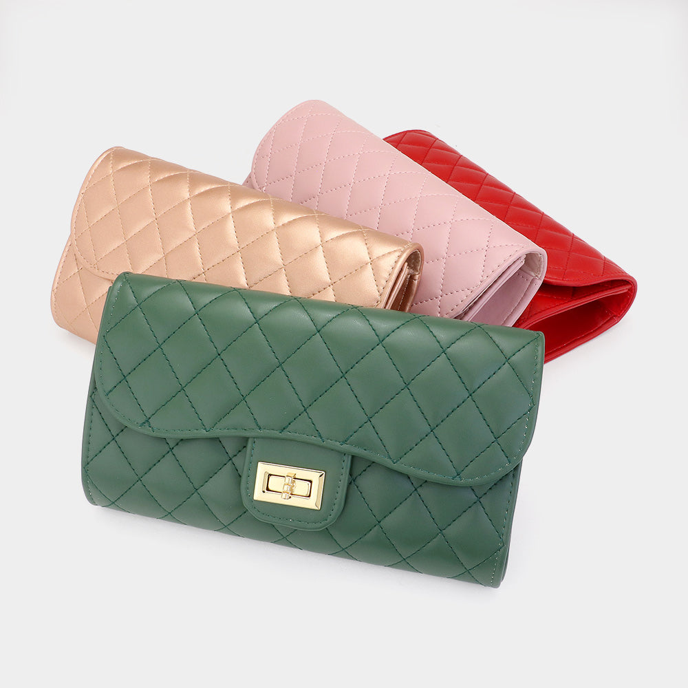 The Gretchen- Quilted Evening Clutch / Crossbody Bag- 7 COLORS AVAILABLE!