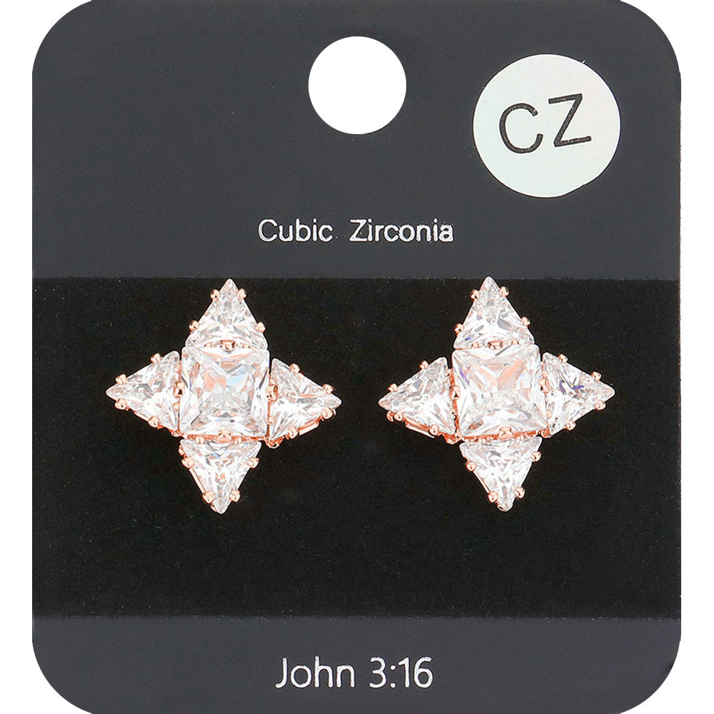 CZ Petal Stud Evening Earrings - 3 COLORS AVAILABLE!!