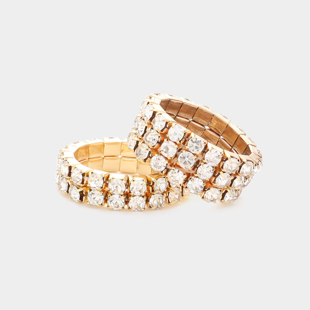 Eva- 2Pieces Rhinestone Stretch Rings- 2 COLORS AVAILABLE!!