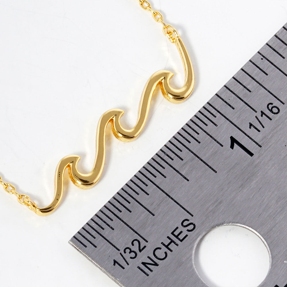 Gold Dipped Metal Wave Pendant Necklace- 2 COLORS AVAILABLE!!