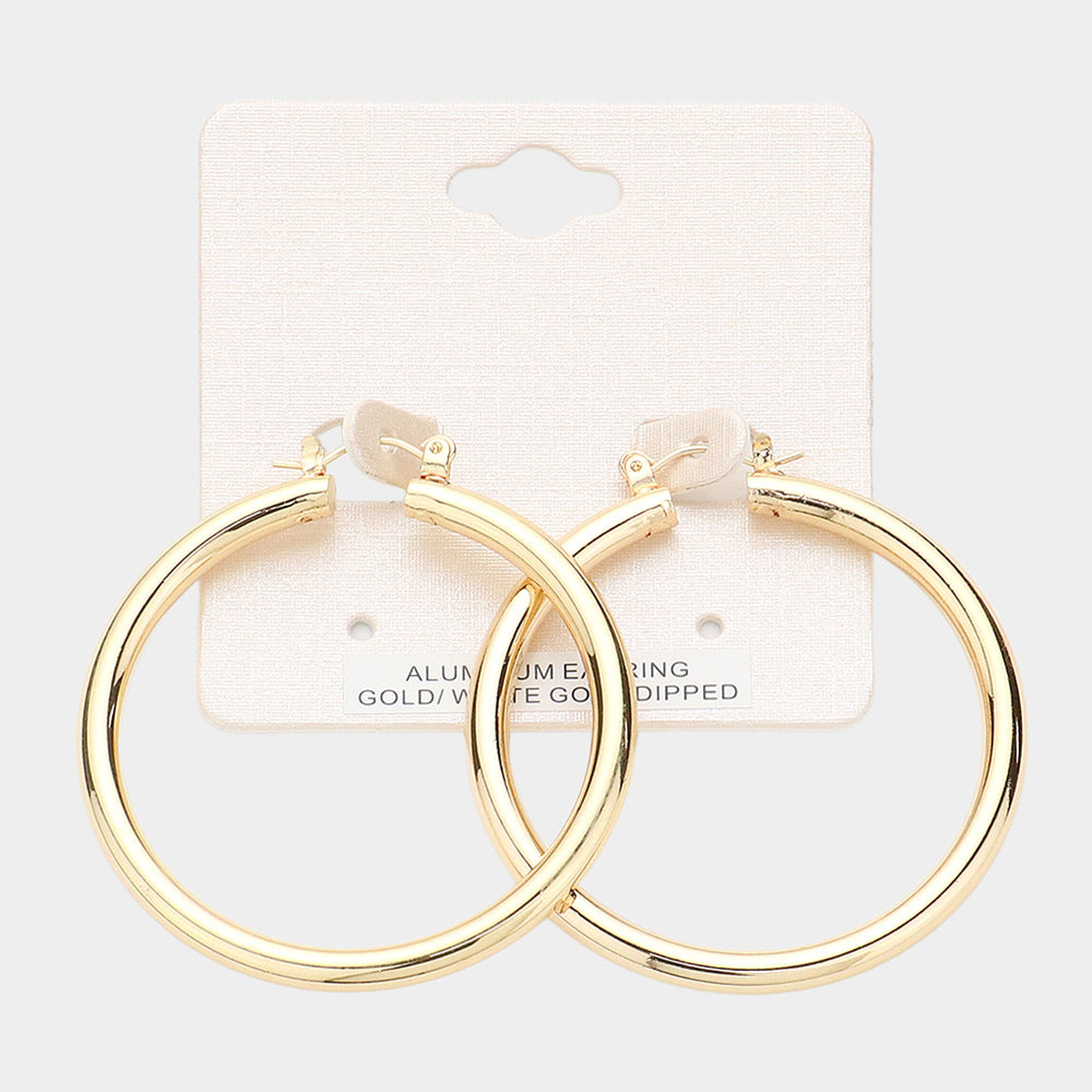 2" White Gold Dipped Aluminum Pin Catch Hoop Earrings- 2 COLORS AVAILABLE!!