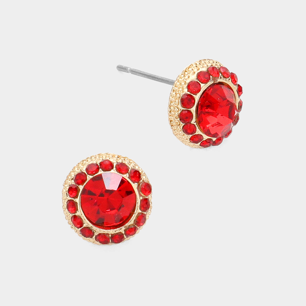 Round Colored Rhinestone Stud Evening Earrings- 12 COLORS AVAILABLE!!