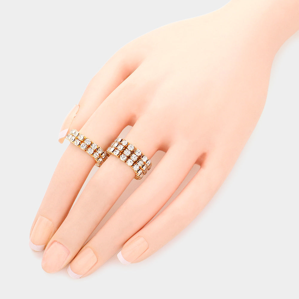 Eva- 2Pieces Rhinestone Stretch Rings- 2 COLORS AVAILABLE!!