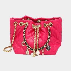 Designer Inspired Charm Chain Faux Leather Small Bucket Bag- 3 COLORS AVAILABLE!