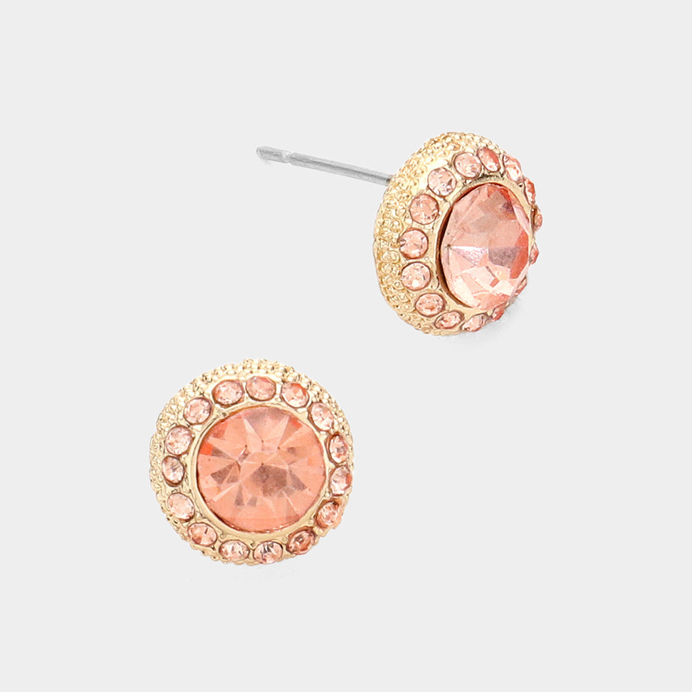 Round Colored Rhinestone Stud Evening Earrings- 12 COLORS AVAILABLE!!