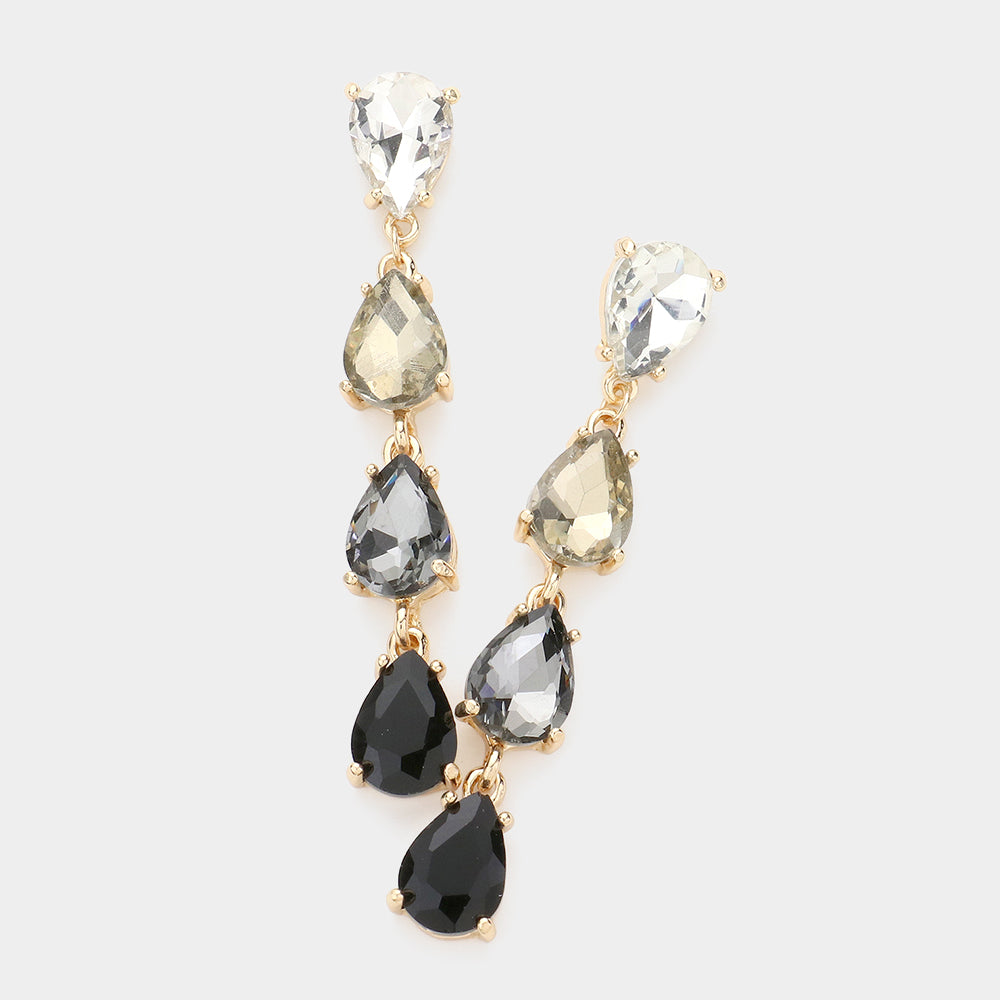 Teardrop Stone Link Dangle Evening Earrings- 20 COLORS AVAILABLE!!