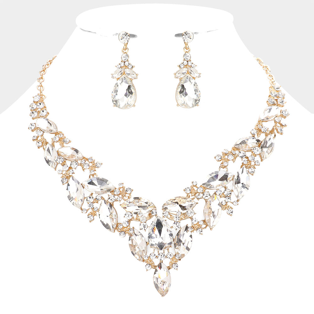 Marquise Stone Cluster Evening Necklace- 13 COLORS AVAILABLE!!