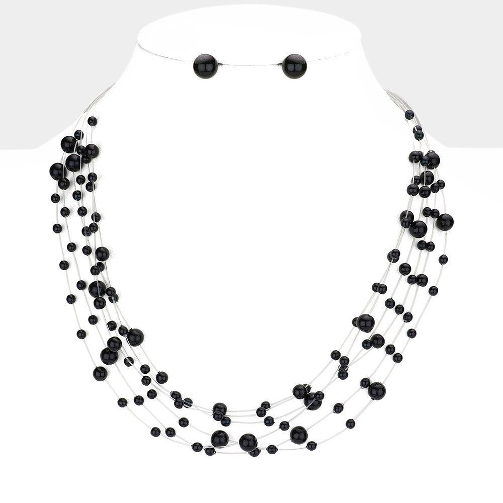 Galactic Pearl Collar Necklace & Stud Earrings- 3 COLORS AVAILABLE!!