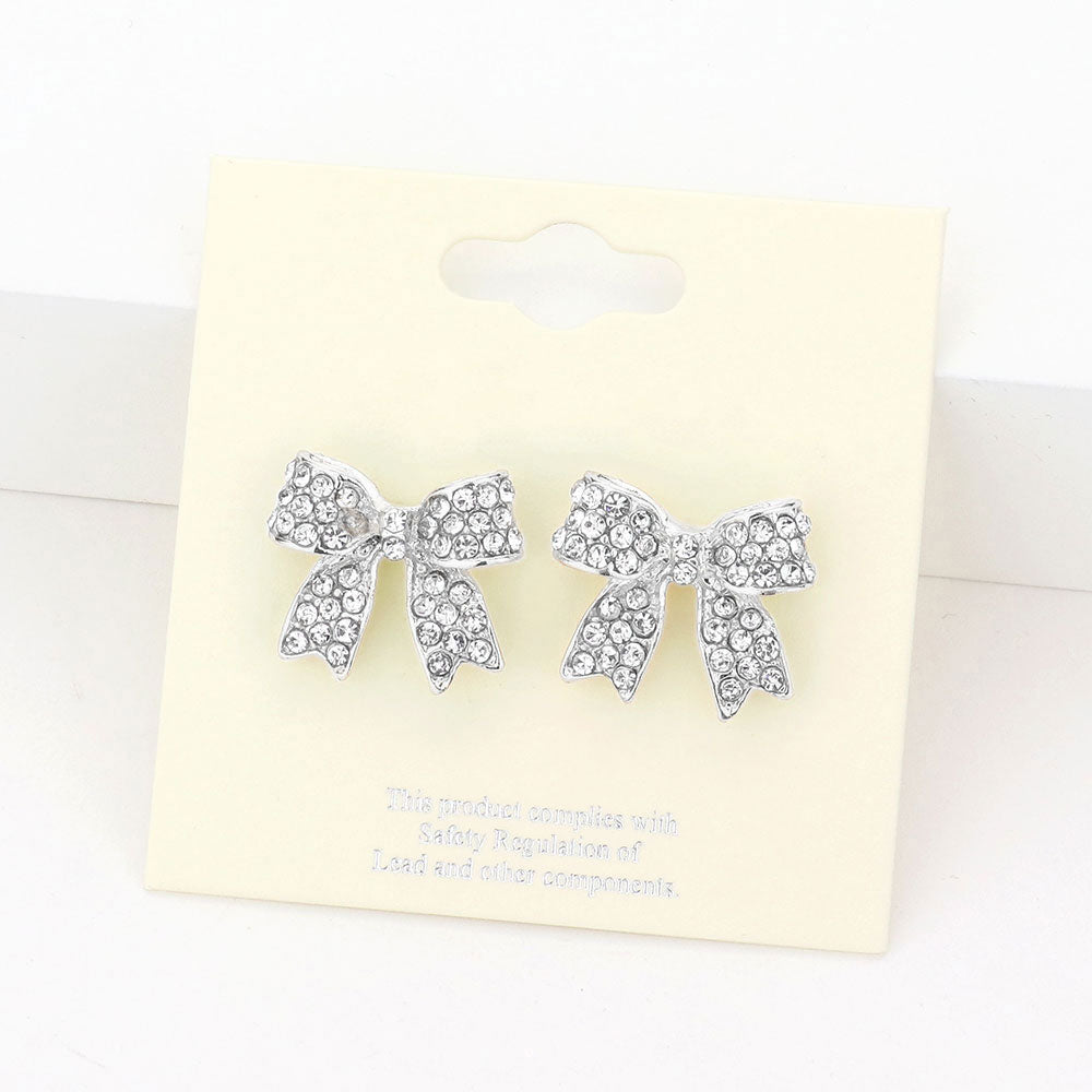 Pave bow stud earrings- 11 COLORS AVAILABLE!!