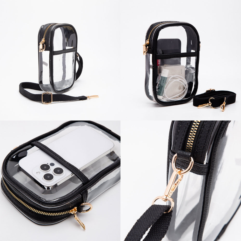 The Marty- Solid Faux Leather Clear Crossbody Bag- 9 COLORS AVAILABLE!!