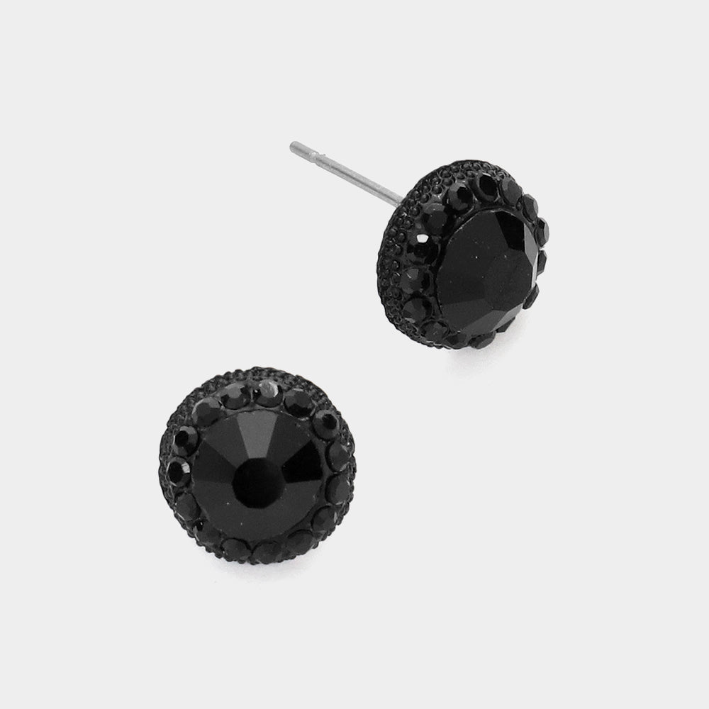 Round Colored Rhinestone Stud Evening Earrings- 12 COLORS AVAILABLE!!