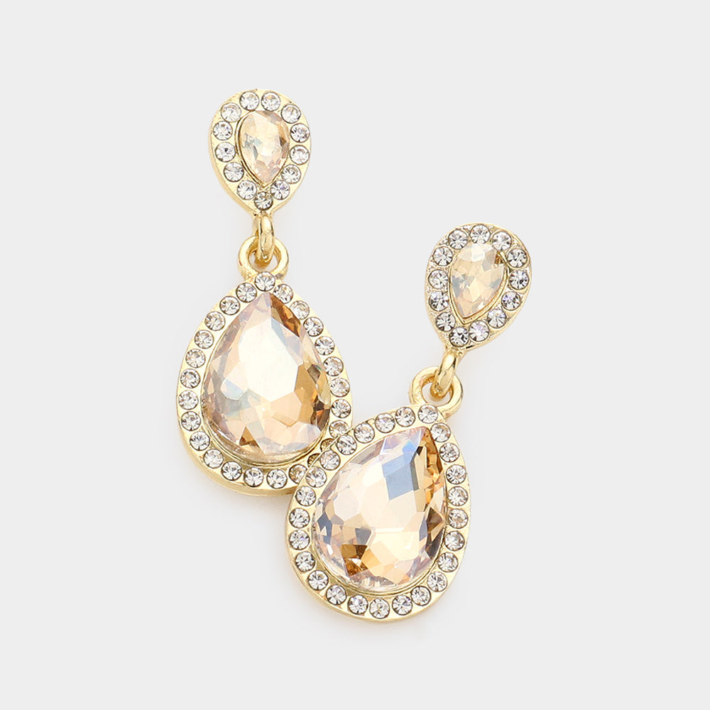 Double Teardrop Stone Evening Earrings- 6 COLORS AVAILABLE!!