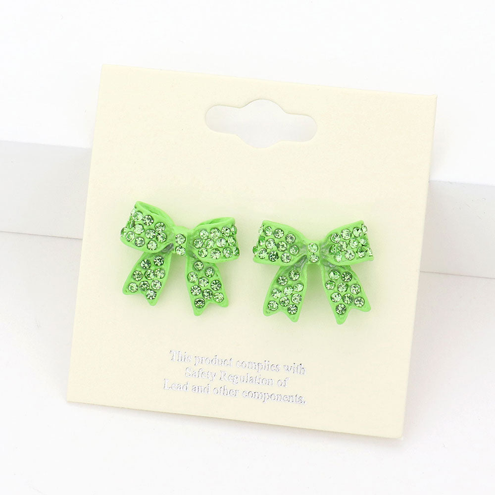 Pave bow stud earrings- 11 COLORS AVAILABLE!!