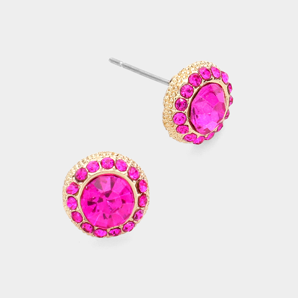 Round Colored Rhinestone Stud Evening Earrings- 12 COLORS AVAILABLE!!