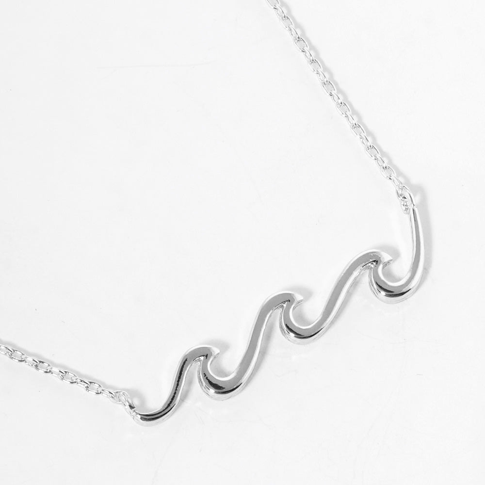 Gold Dipped Metal Wave Pendant Necklace- 2 COLORS AVAILABLE!!