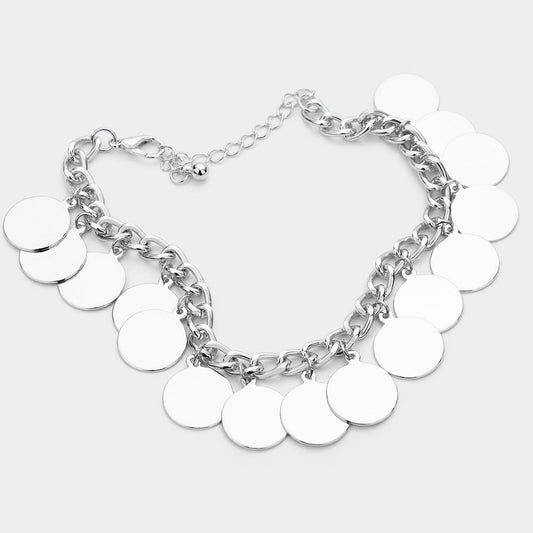 Metal Disc Charm Bracelet