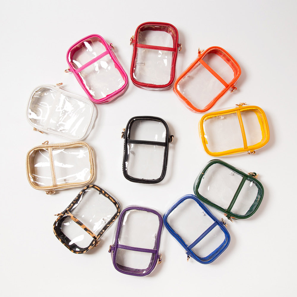 The Marty- Solid Faux Leather Clear Crossbody Bag- 9 COLORS AVAILABLE!!