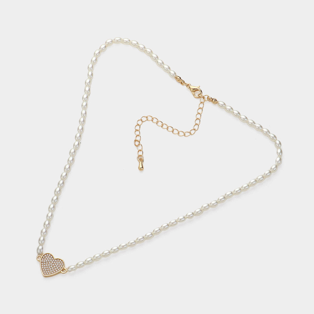 Pearl Heart Pendant Necklace