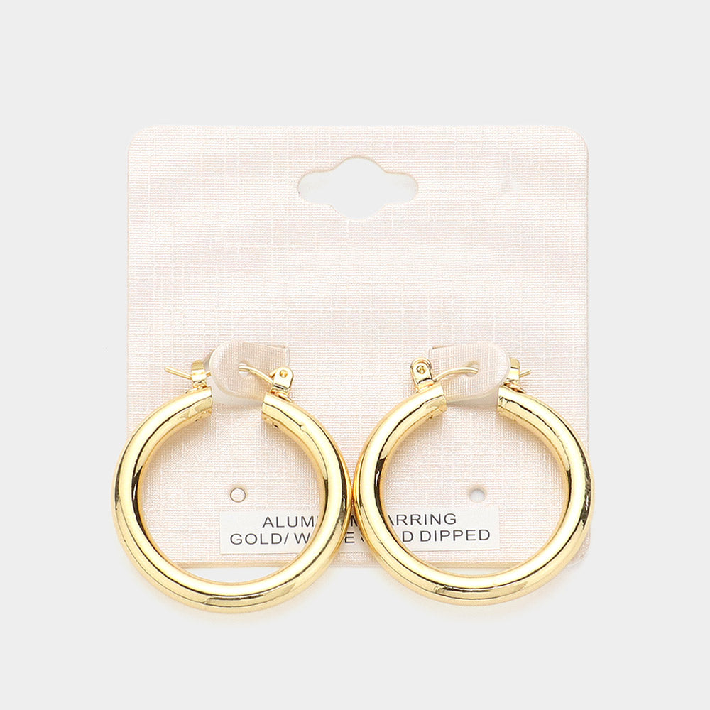 1.25" Gold Dipped Aluminum Pin Catch Hoop Earrings- 2 COLORS AVAILABLE!!