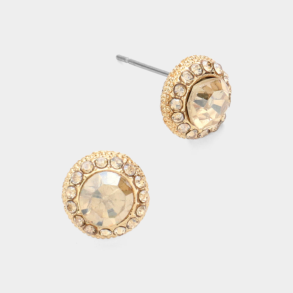 Round Colored Rhinestone Stud Evening Earrings- 12 COLORS AVAILABLE!!