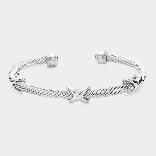 Metal Crisscross Cuff Bracelet