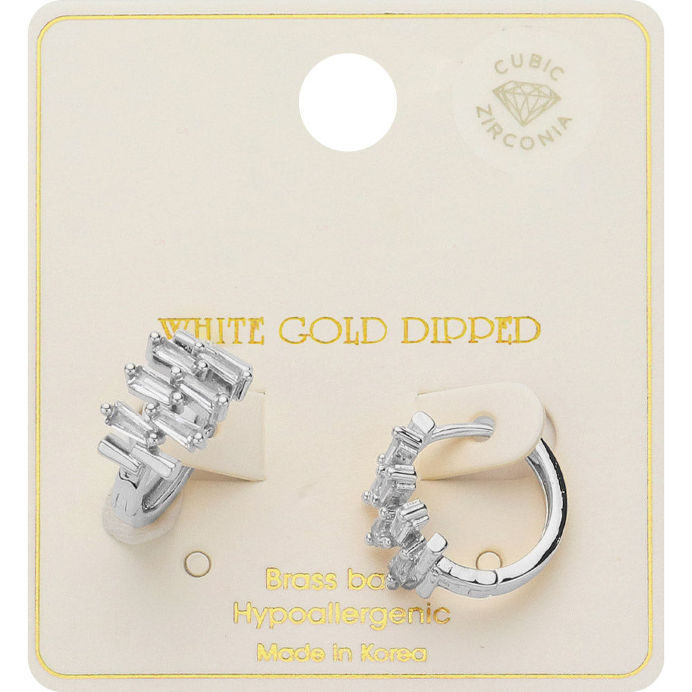 14K Gold Dipped CZ Embellished Huggie Hoop Earrings- 2 COLORS AVAILABLE!