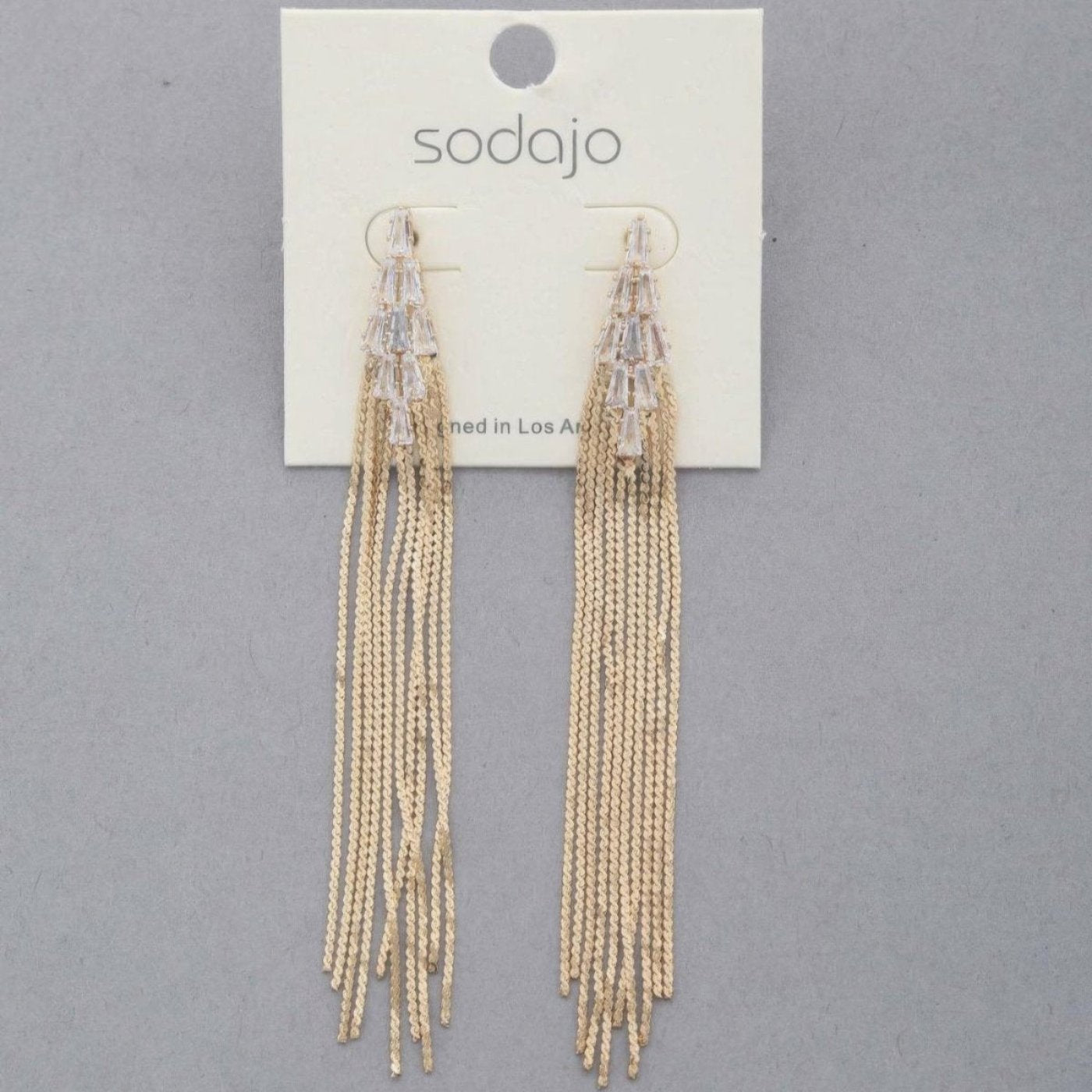 Crystal Metal Chain Dangle Earring - 2 COLORS AVAILABLE!!