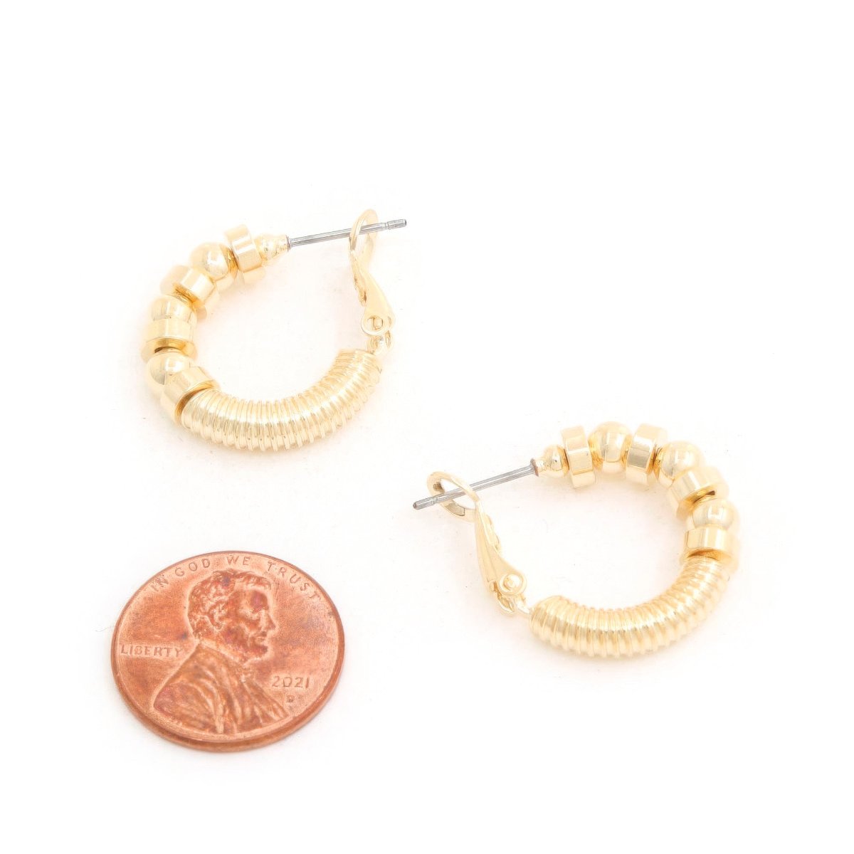 Ball Bead Gold Dipped Hoop Earring