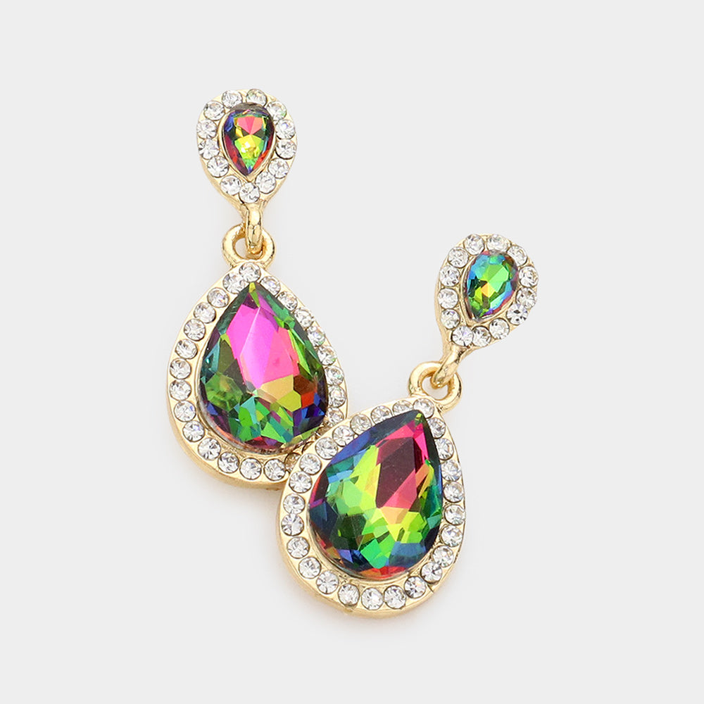 Double Teardrop Stone Evening Earrings- 6 COLORS AVAILABLE!!