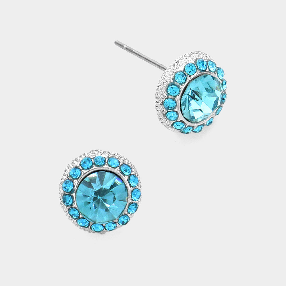 Round Colored Rhinestone Stud Evening Earrings- 12 COLORS AVAILABLE!!