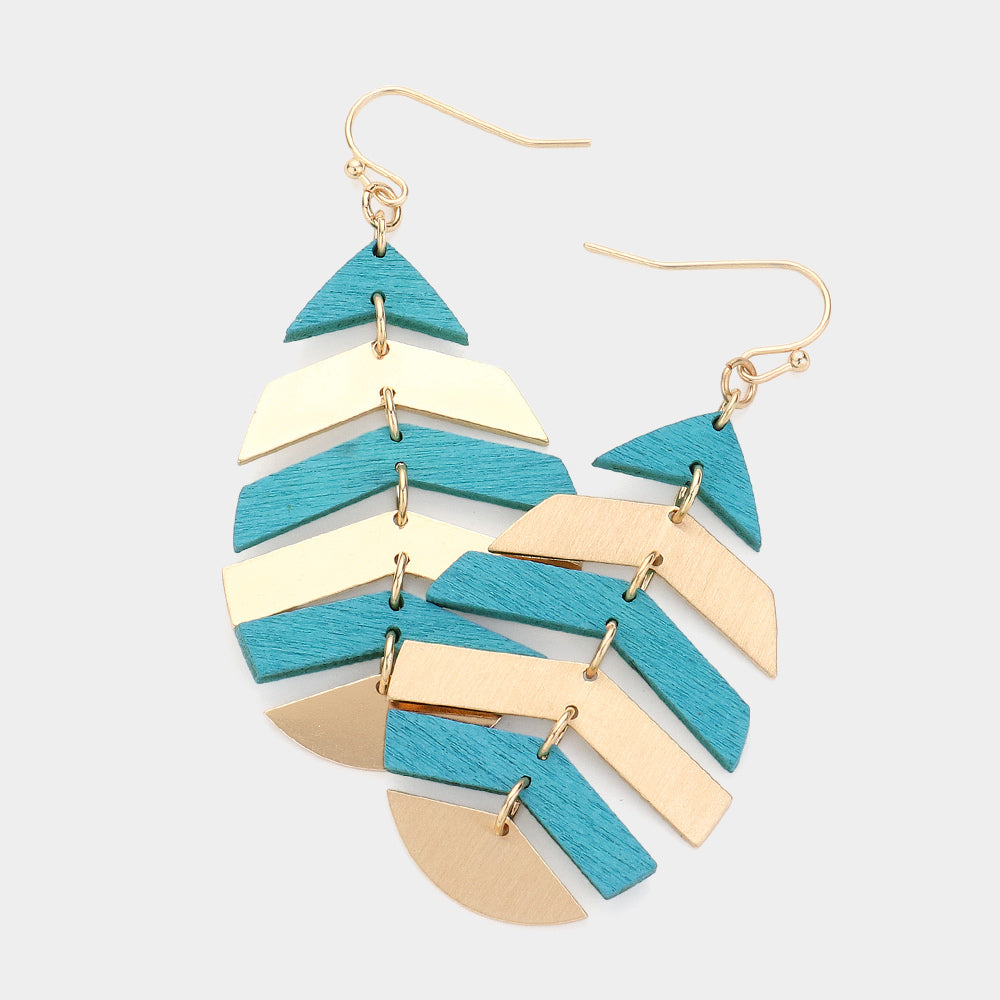 Wood Leaf Dangle Earrings- 5 COLORS AVAILABLE!!