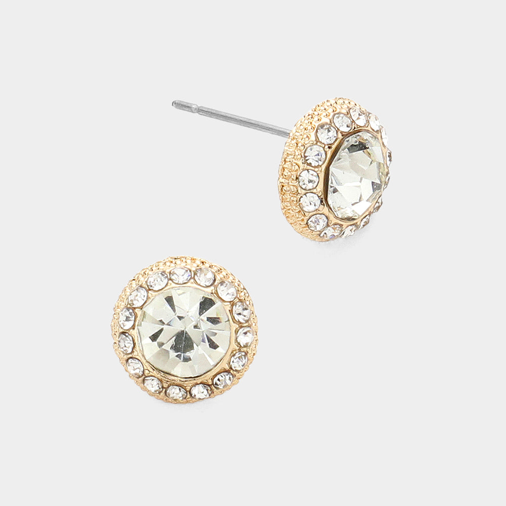 Round Colored Rhinestone Stud Evening Earrings- 12 COLORS AVAILABLE!!