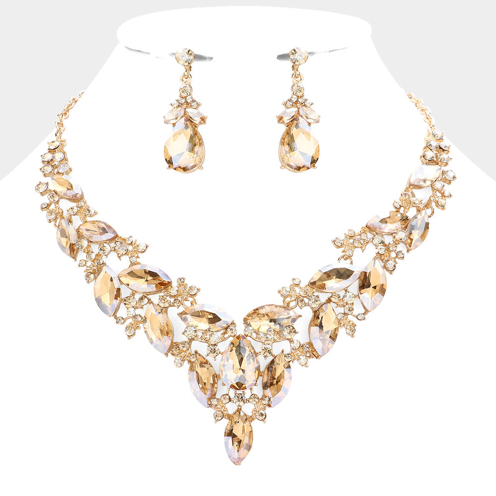 Marquise Stone Cluster Evening Necklace- 13 COLORS AVAILABLE!!