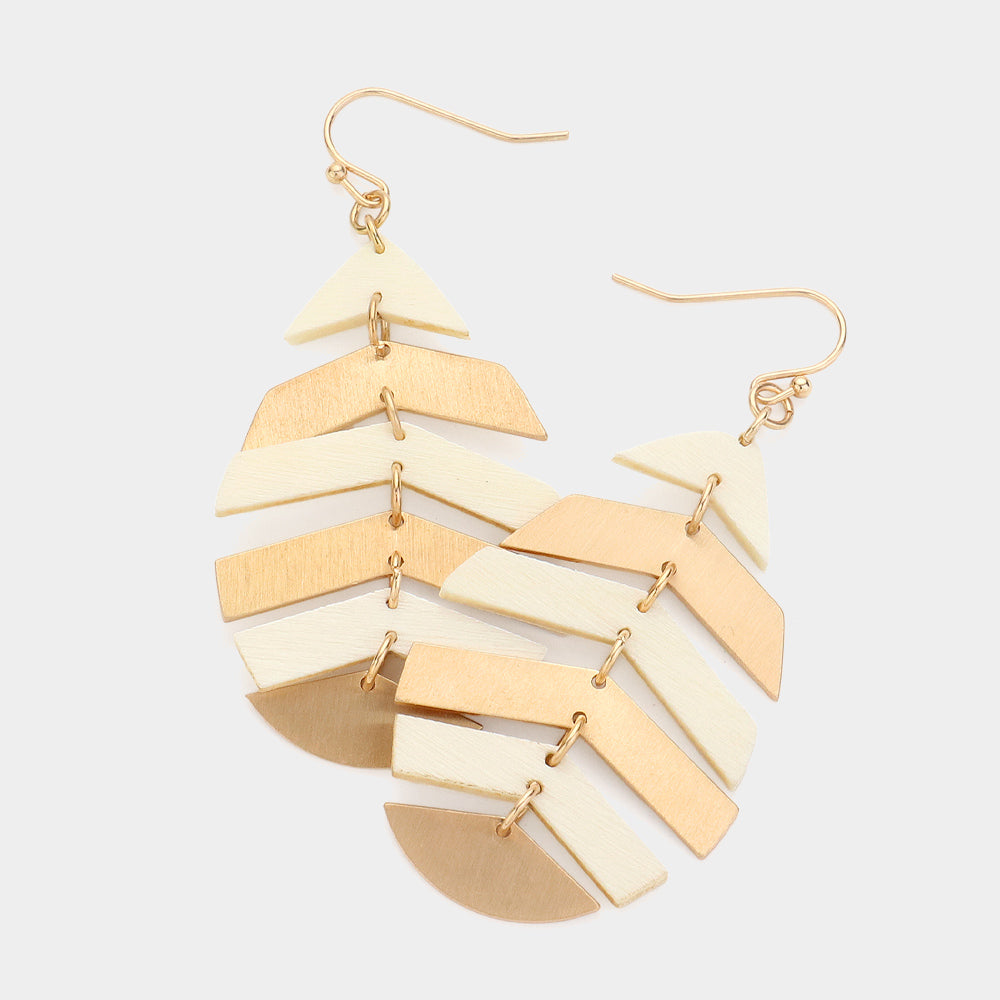 Wood Leaf Dangle Earrings- 5 COLORS AVAILABLE!!