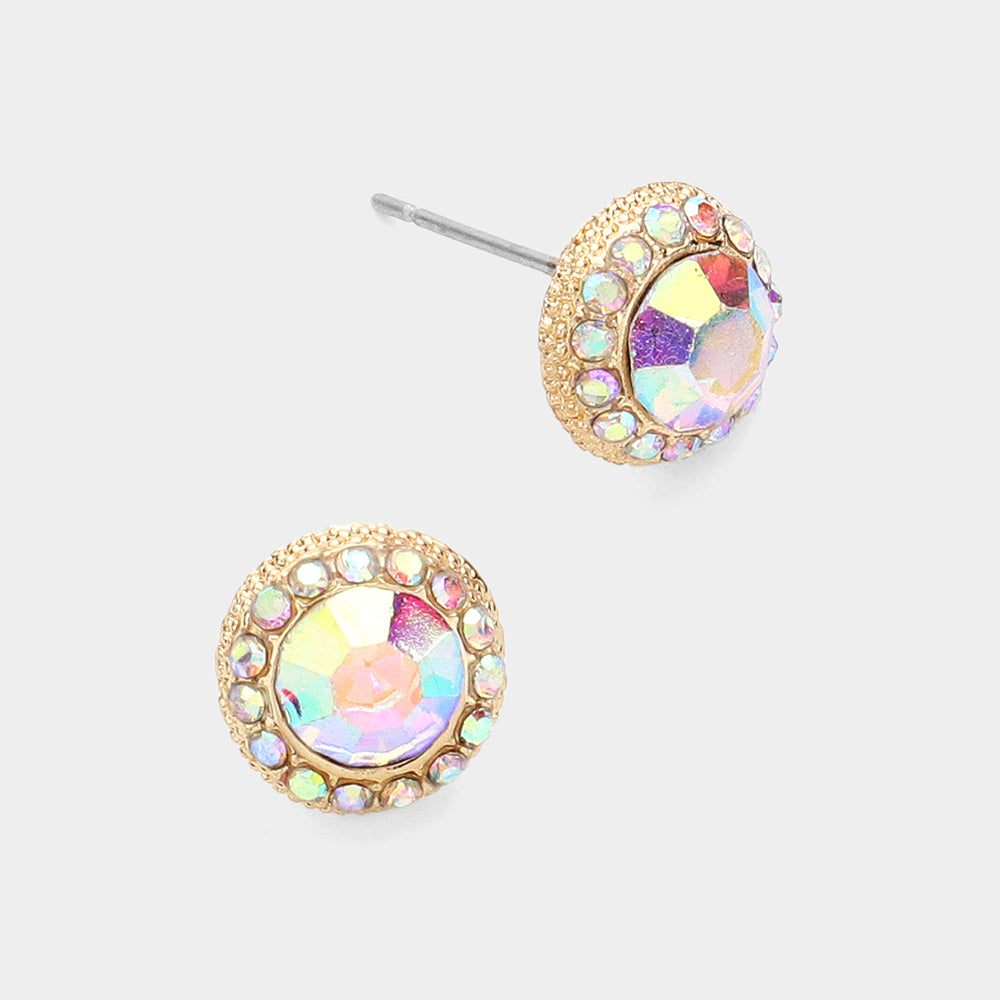 Round Colored Rhinestone Stud Evening Earrings- 12 COLORS AVAILABLE!!