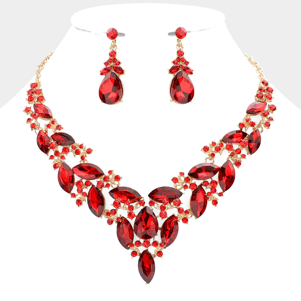 Marquise Stone Cluster Evening Necklace- 13 COLORS AVAILABLE!!