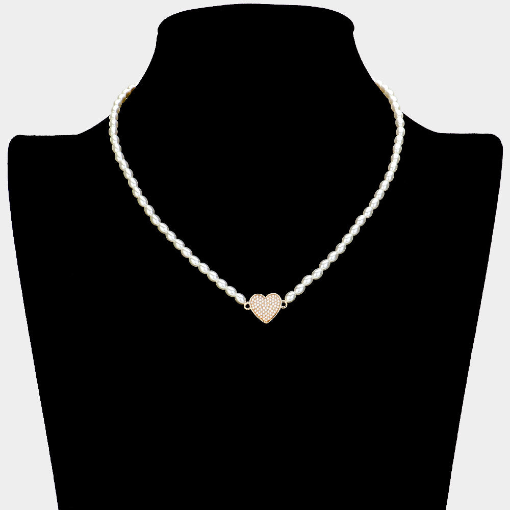 Pearl Heart Pendant Necklace