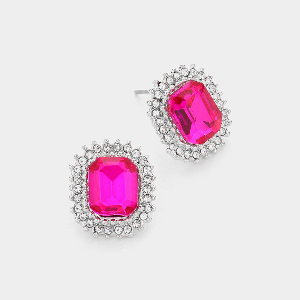 Rectangle Stone Stud Evening Earrings- 5 COLORS AVAILABLE!!