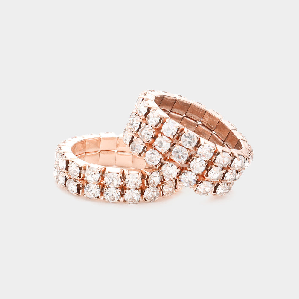 Eva- 2Pieces Rhinestone Stretch Rings- 2 COLORS AVAILABLE!!