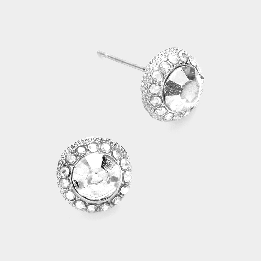 Round Colored Rhinestone Stud Evening Earrings- 12 COLORS AVAILABLE!!