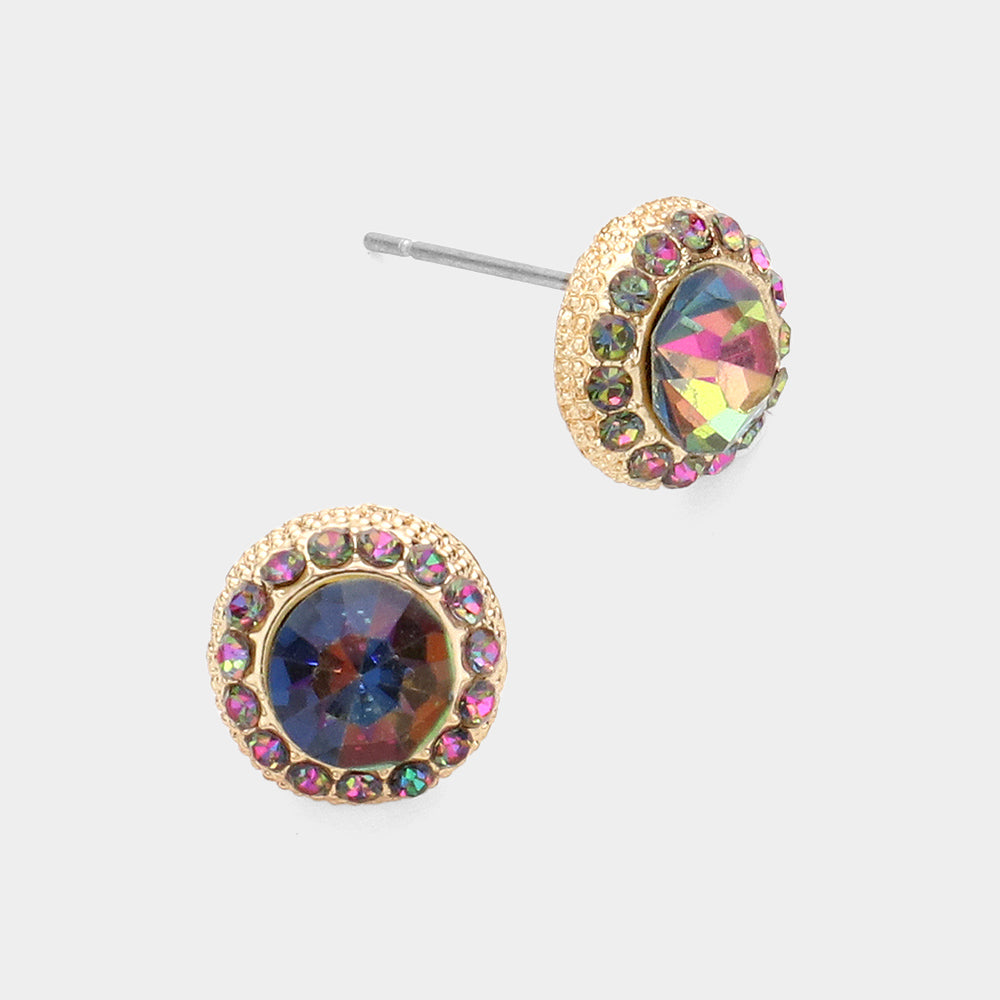 Round Colored Rhinestone Stud Evening Earrings- 12 COLORS AVAILABLE!!