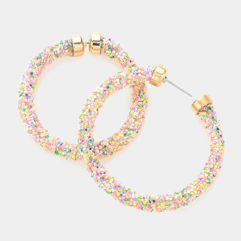 Confetti Cluster Hoop Earrings- Multi Pastel