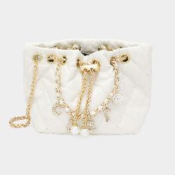 Designer Inspired Charm Chain Faux Leather Small Bucket Bag- 3 COLORS AVAILABLE!