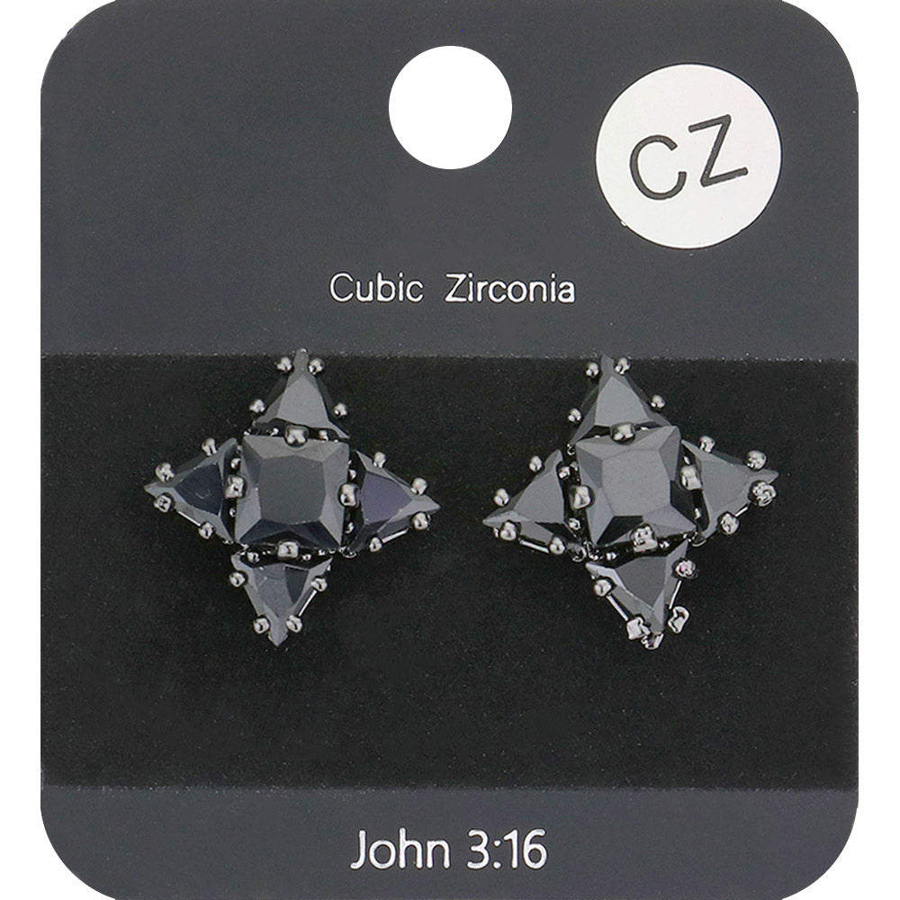 CZ Petal Stud Evening Earrings - 3 COLORS AVAILABLE!!