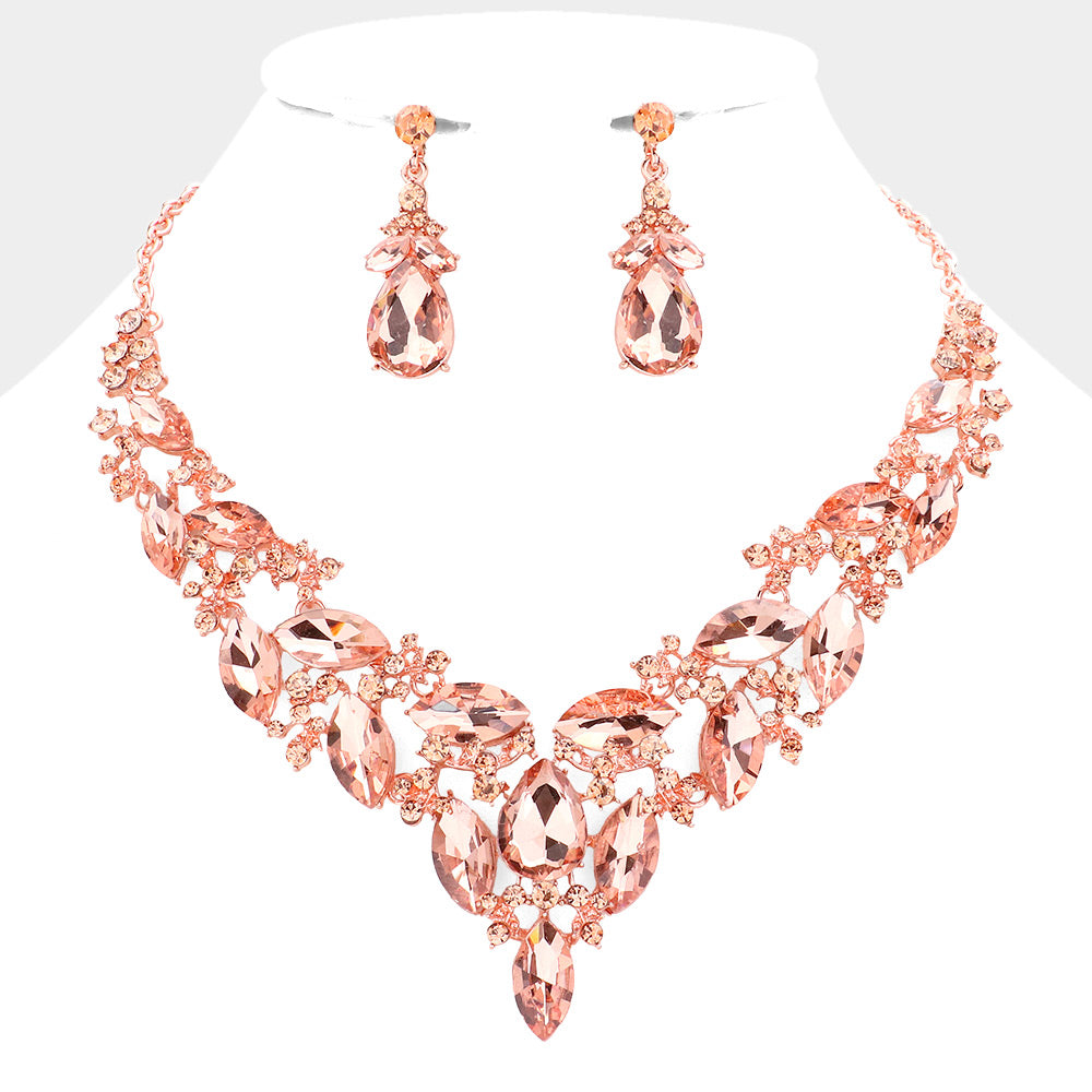 Marquise Stone Cluster Evening Necklace- 13 COLORS AVAILABLE!!